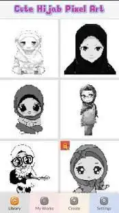 Cute Hijab: Pixel Art coloring book Screen Shot 0