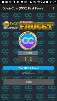 OctoinCoin Fast Faucet Screen Shot 0