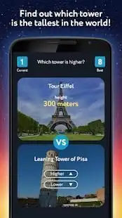 What's Higher Lower Game World Towers Quiz Screen Shot 2