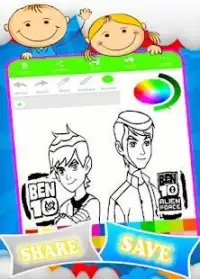 Coloring ben 10 game Screen Shot 1