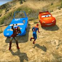 Superheroes Lightning Mcqueen Stunt Racing Games