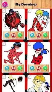 Coloring miraculous ladybug and cat noir hero Screen Shot 0