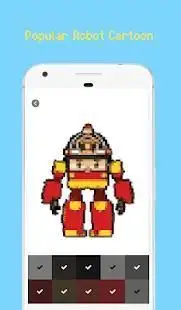 Robot Superhero Pixel Art - Coloring By Number Screen Shot 0