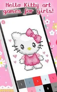 Hello Kitty Pixel Art - Kitty Color By Number Screen Shot 0