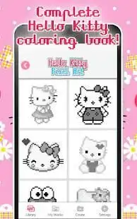 Hello Kitty Pixel Art - Kitty Color By Number Screen Shot 1