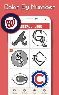 Baseball Logo Color By Number - Pixel Art Screen Shot 5