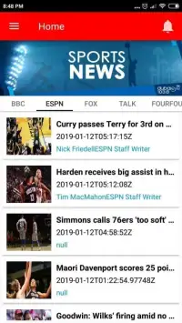 Sports News Screen Shot 1