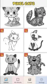 Pixel Art Cats - Color By Number Screen Shot 2