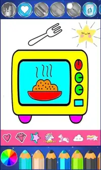 Kitchen Cooking Coloring - kids Coloring Game Screen Shot 3