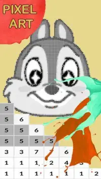Little Chipmunk Pixel Art - Number Coloring Books Screen Shot 1
