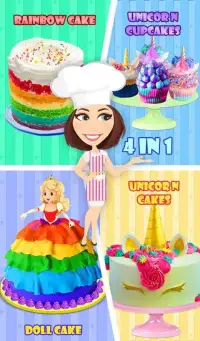 Unicorn Doll Cake - Sweet Rainbow Cupcake Desserts Screen Shot 5