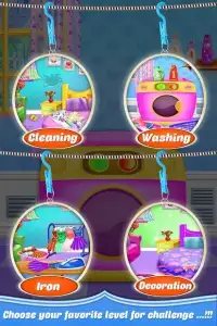 स्कूल गर्ल्स वीकेंड होम धोने के कपड़े धोने के खेल Screen Shot 4