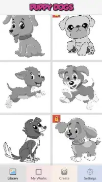 Pixel Art Puppy Dogs - Color By Number Screen Shot 2