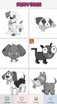 Pixel Art Puppy Dogs - Color By Number Screen Shot 3