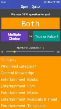 Open Quiz : Free Travia Game Multiple Choice & T/F Screen Shot 5