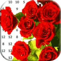 Roses Pixel Art: Flowers Color by Number