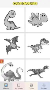 Pixel Art Dinosaurs - Color By Number Screen Shot 2