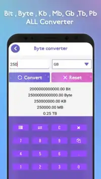KB to MB MB to GB or GB to KB : All Byte Converter Screen Shot 1