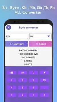 KB to MB MB to GB or GB to KB : All Byte Converter Screen Shot 0