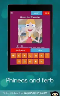 Guess characters - phineas and ferb cartoon quiz Screen Shot 5