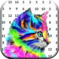 Kitty Cat Pixel Art Animals: Color by Number