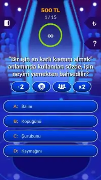 Yeni Milyoner 2019 - Türk trivia sınavı Screen Shot 5