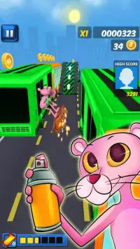 Subway panther Rush pink Run Screen Shot 6
