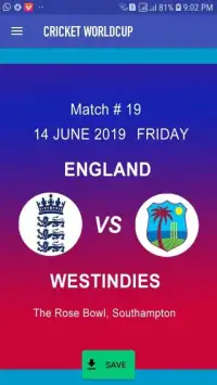 Cricket Worldcup 2019 Live Score Screen Shot 5