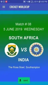 Cricket Worldcup 2019 Live Score Screen Shot 0