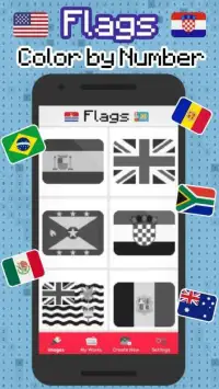 Flags pixel art - Color by Number Flags Screen Shot 7