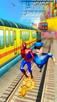 Super Train Superheroes Raider Dash : Subway Surfs Screen Shot 2