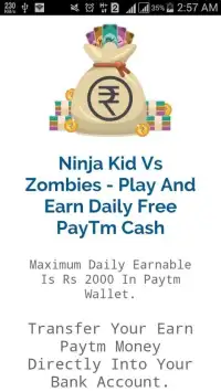 Ninja Kid Vs Zombies - Play And Earn PayTm Cash Screen Shot 5