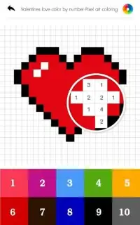 Valentines love color by number-Pixel art coloring Screen Shot 1