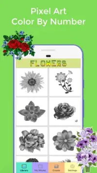 Flowers Pixel Art Coloring By Numbers Screen Shot 2
