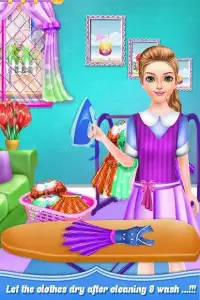 School Girls Weekend Home Washing Laundry games Screen Shot 5