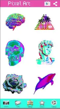 Vaporwave Pixel Art: Glitch Color By Number Game Screen Shot 3