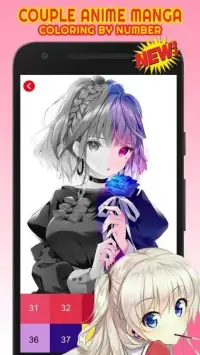 Girly Anime Manga Kawaii Color By Number Pixel Art Screen Shot 6