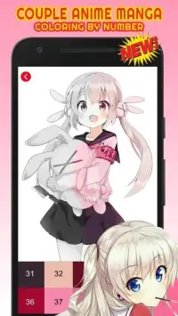 Girly Anime Manga Kawaii Color By Number Pixel Art Screen Shot 0