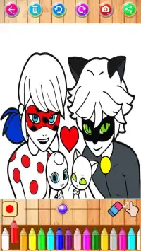 Ladybug Coloring the cat of noir game Screen Shot 1