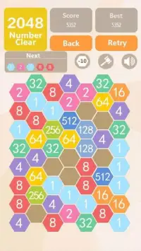 Number Clear - 2048 hexagon merge puzzle game Screen Shot 1