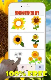 Sunflower Pixel Art Coloring By Number Screen Shot 3