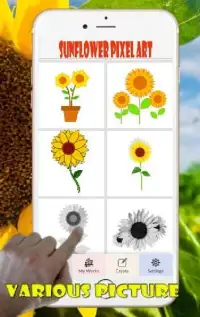 Sunflower Pixel Art Coloring By Number Screen Shot 2
