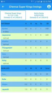 Cricket Score Sheet Screen Shot 2