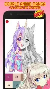 Girly Anime Manga Kawaii Color By Number Pixel Art Screen Shot 1