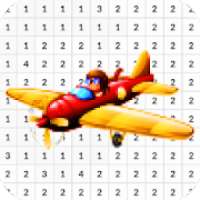 Airplane Color By Number - Pixel Art