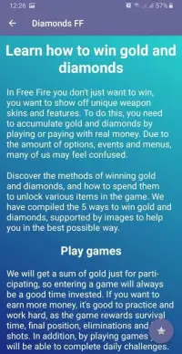 Guide For Free Fire - Diamonds & Weapons Screen Shot 3