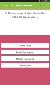 West Ham Quiz - Trivia Game Screen Shot 2