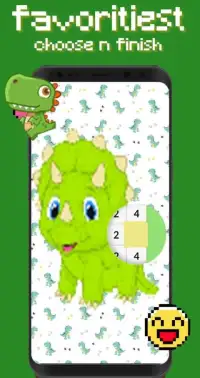 Dino Mini Pixelcraft:Coloring Art Number Screen Shot 1
