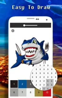 Funny Shark Color By Number - Pixel Art Screen Shot 2