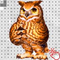 Owl Color By Number - Pixel Art
